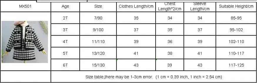 Girls knit skirt set for fall in black and white houndstooth pattern made of soft knit material