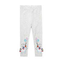 girls leggings with horse and balloon print light gray toddler size with colorful balloon and horse design