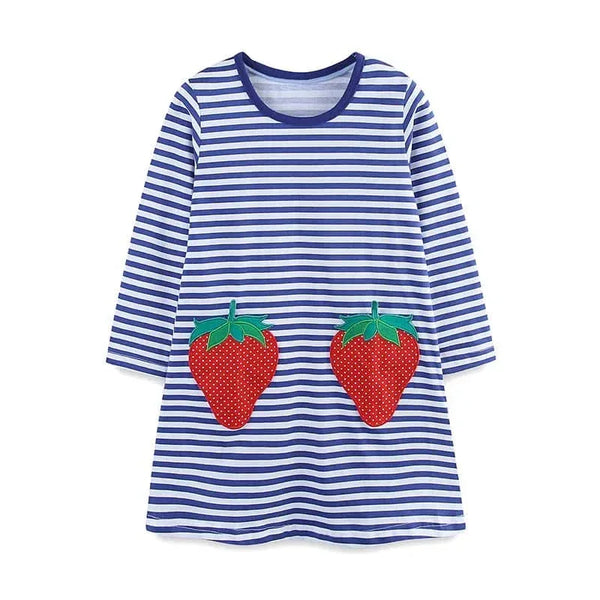 Girls Long Sleeve Casual Dress with Festive Animal Print - The Palm Beach Baby