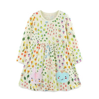 Girls Long Sleeve Casual Dress with Festive Animal Print - The Palm Beach Baby