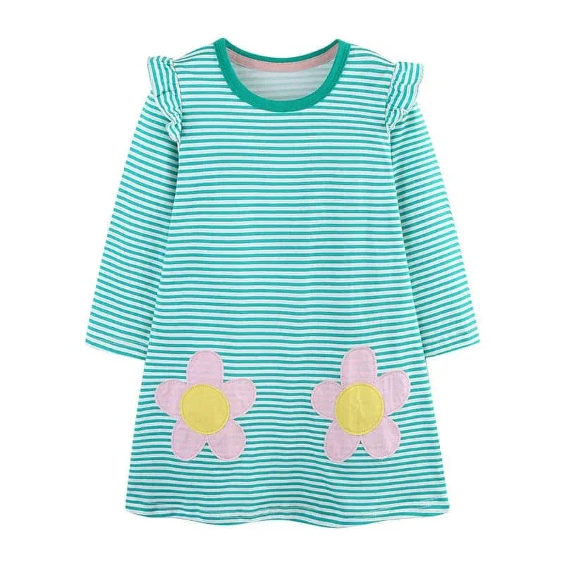 Girls Long Sleeve Casual Dress with Festive Animal Print - The Palm Beach Baby