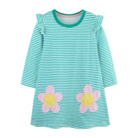 Girls Long Sleeve Casual Dress with Festive Animal Print - The Palm Beach Baby
