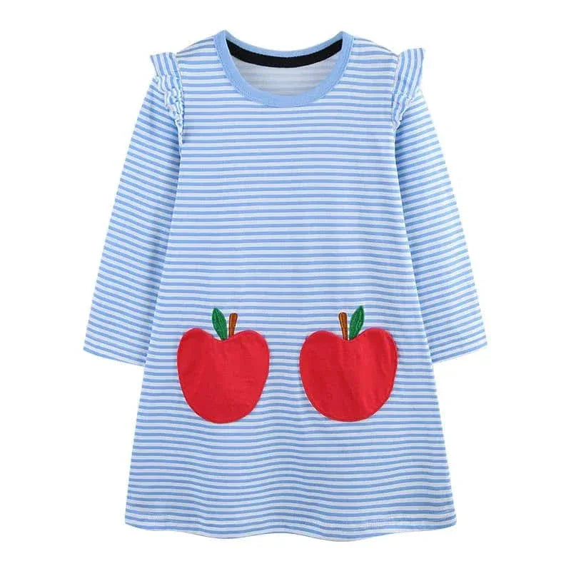 Girls Long Sleeve Casual Dress with Festive Animal Print - The Palm Beach Baby