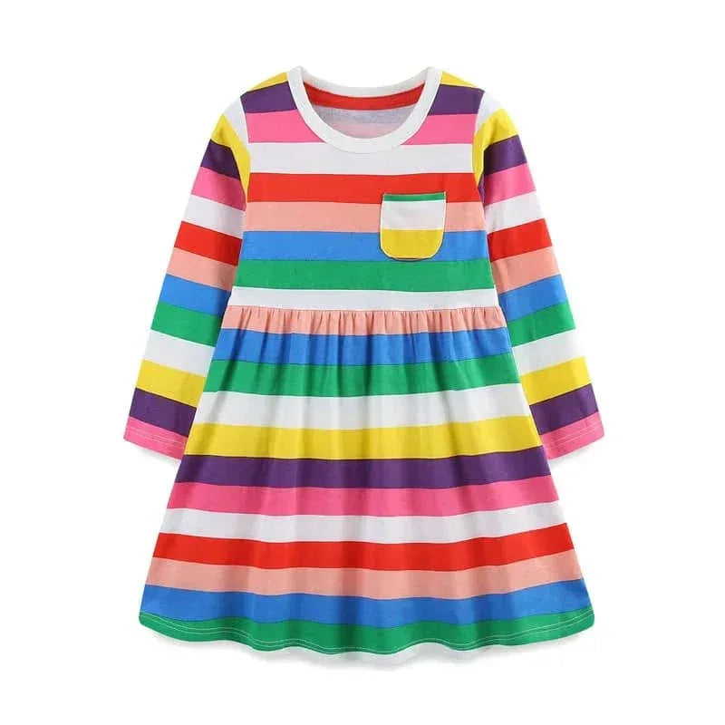 Girls Long Sleeve Casual Dress with Festive Animal Print - The Palm Beach Baby