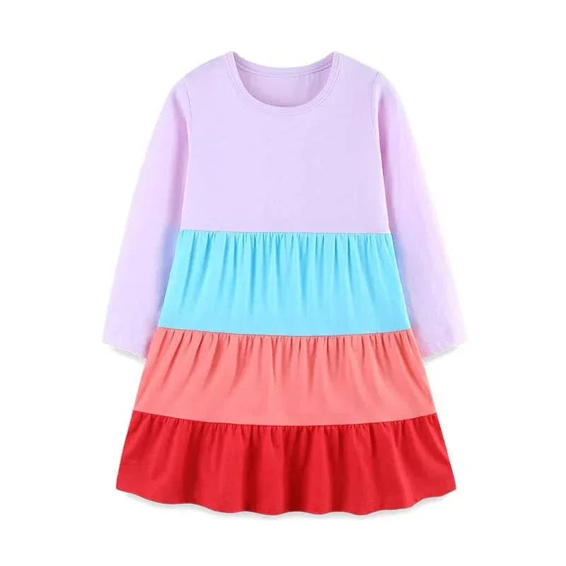 Girls Long Sleeve Casual Dress with Festive Animal Print - The Palm Beach Baby
