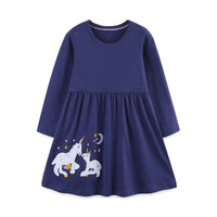 Girls Long Sleeve Casual Dress with Festive Animal Print - The Palm Beach Baby