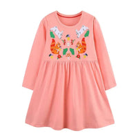 Girls Long Sleeve Casual Dress with Festive Animal Print - The Palm Beach Baby