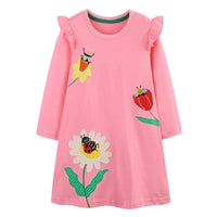 Girls Long Sleeve Casual Dress with Festive Animal Print - The Palm Beach Baby