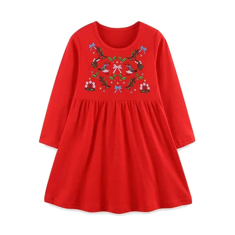 Girls Long Sleeve Casual Dress with Festive Animal Print - The Palm Beach Baby