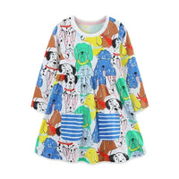 Girls Long Sleeve Casual Dress with Festive Animal Print - The Palm Beach Baby
