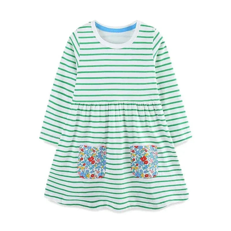 Girls Long Sleeve Casual Dress with Festive Animal Print - The Palm Beach Baby