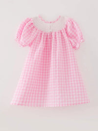 Rylee Faith Designs Girls Pink Smocked Farm Dress - The Palm Beach Baby