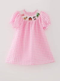 Rylee Faith Designs Girls Pink Smocked Farm Dress - The Palm Beach Baby