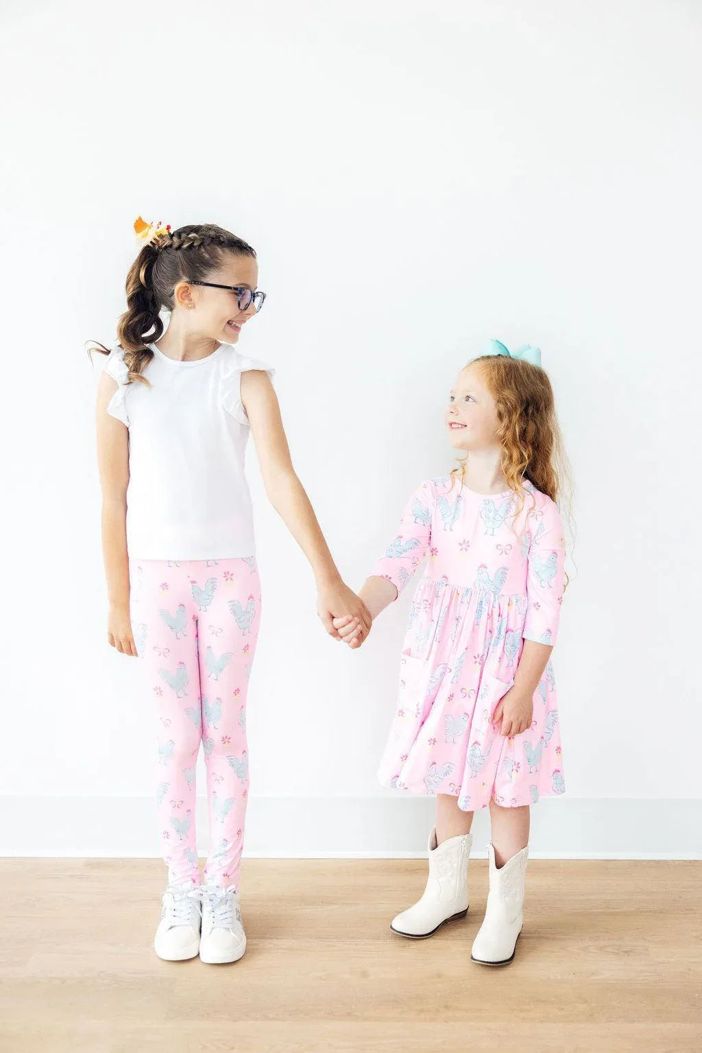 Girls pink twirl dress by Mila Rose three quarter sleeve with cactus print for toddler