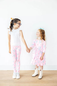 Girls pink twirl dress by Mila Rose three quarter sleeve with cactus print for toddler