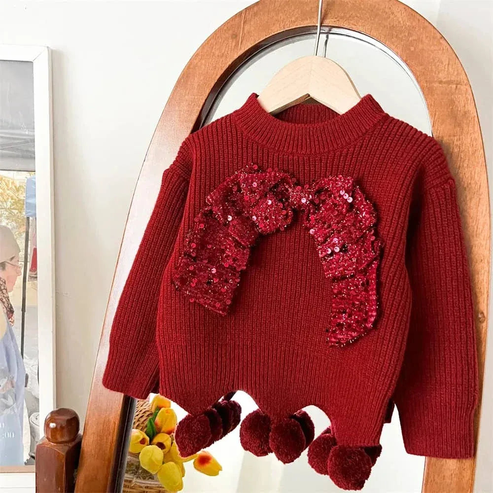 Girls Shimmer Sweater and Knit Pant Set - Cozy & Stylish - The Palm Beach Baby