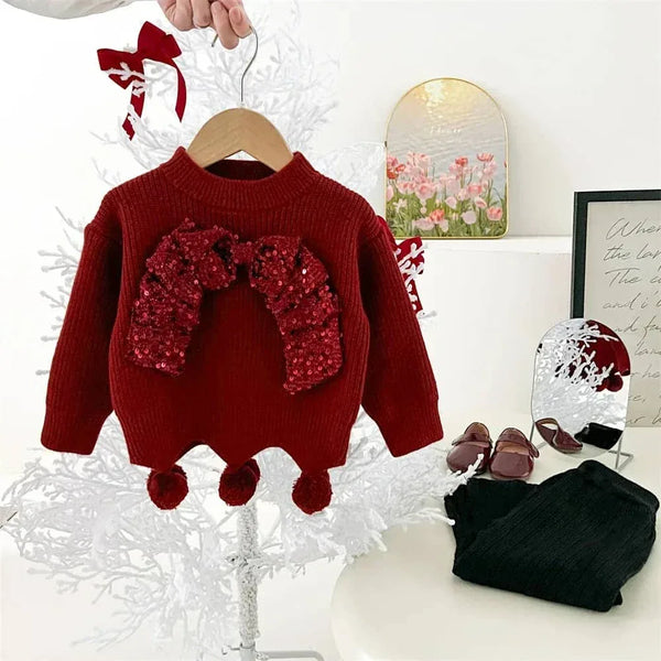 Girls Shimmer Sweater and Knit Pant Set - Cozy & Stylish - The Palm Beach Baby