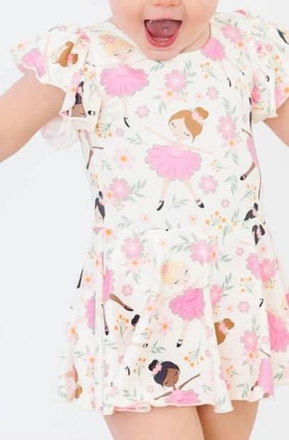Tiny Dancer Girls Twirl Leotard Dress with Floral Print - The Palm Beach Baby