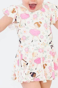 Tiny Dancer Girls Twirl Leotard Dress with Floral Print - The Palm Beach Baby