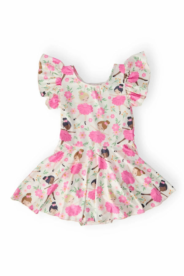 Tiny Dancer Girls Twirl Leotard Dress with Floral Print - The Palm Beach Baby