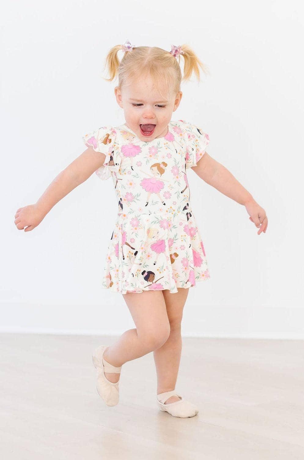 Tiny Dancer Girls Twirl Leotard Dress with Floral Print - The Palm Beach Baby