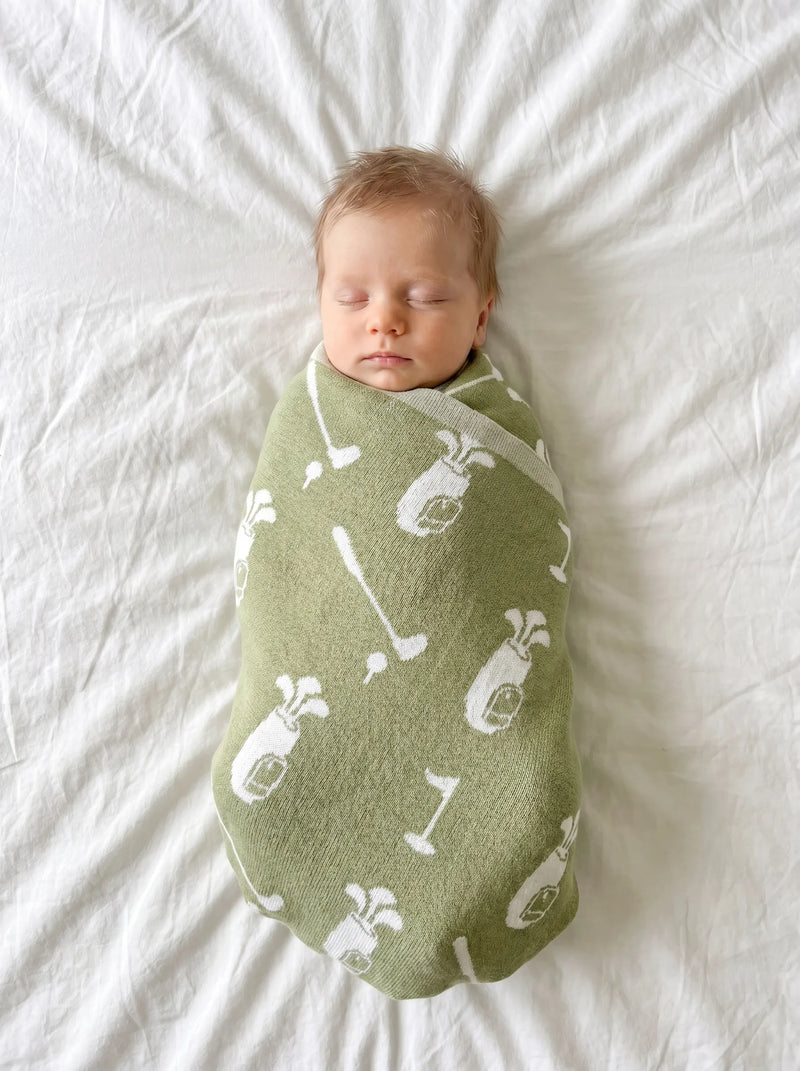 Golf Jacquard Knit Baby Blanket For Cozy Comfort - The Palm Beach Baby