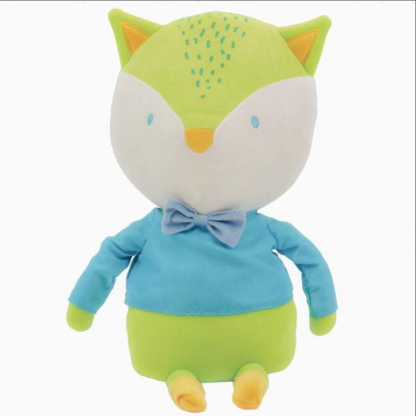 Goosewaddle gift set green and blue fox plush toy for newborns with bow tie detail