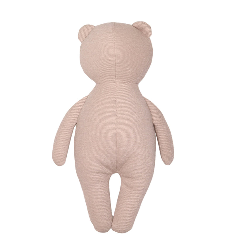 Back view of the Bear Knit Plush, showcasing its smooth fabric and cuddly design, ideal for little hands to hold.