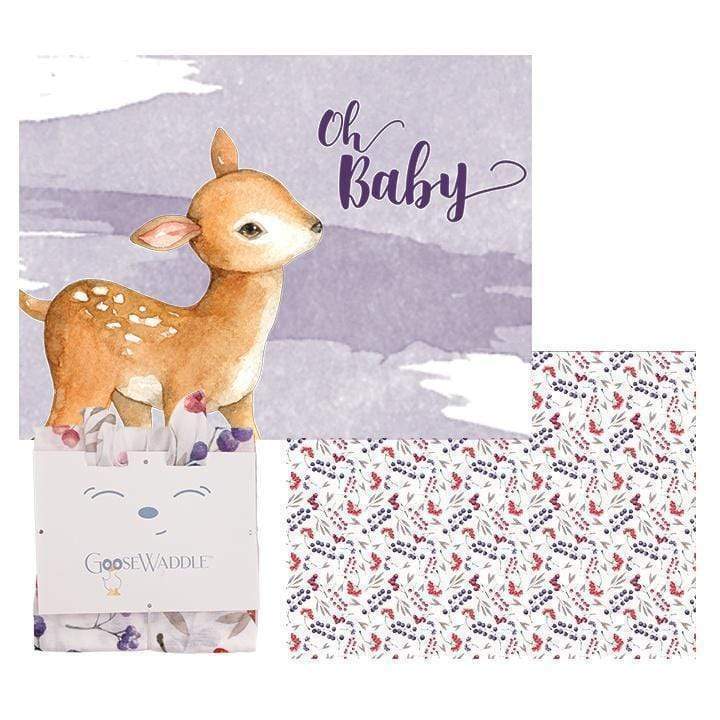 2 PK Newborn Receiving Blankets featuring cute deer design with the text 'Oh Baby' by Goosewaddle®.