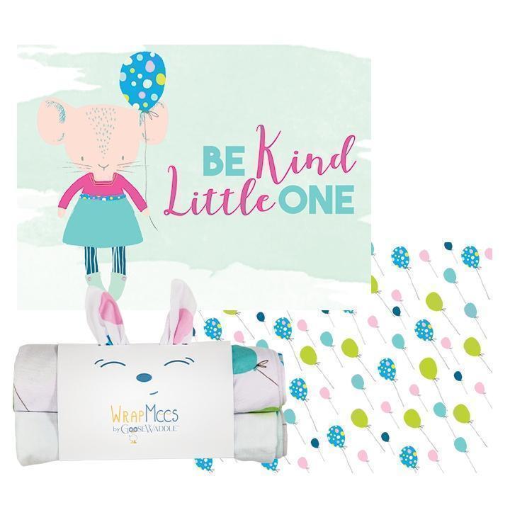 2 PK Newborn Receiving Blankets by Goosewaddle® featuring playful balloon prints and cheerful sentiment, perfect for baby swaddling.