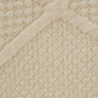 Close-up of oatmeal knit baby blanket showing soft textured knit pattern and warm neutral color