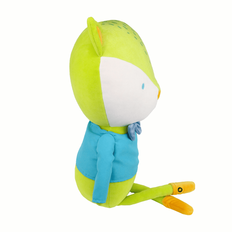 Side view of Tripp Fox Plush Doll with Shirt/Bow Tie for Babies, showcasing the adorable fox's slim arms and bright colors, making it an ideal plush doll for infants.