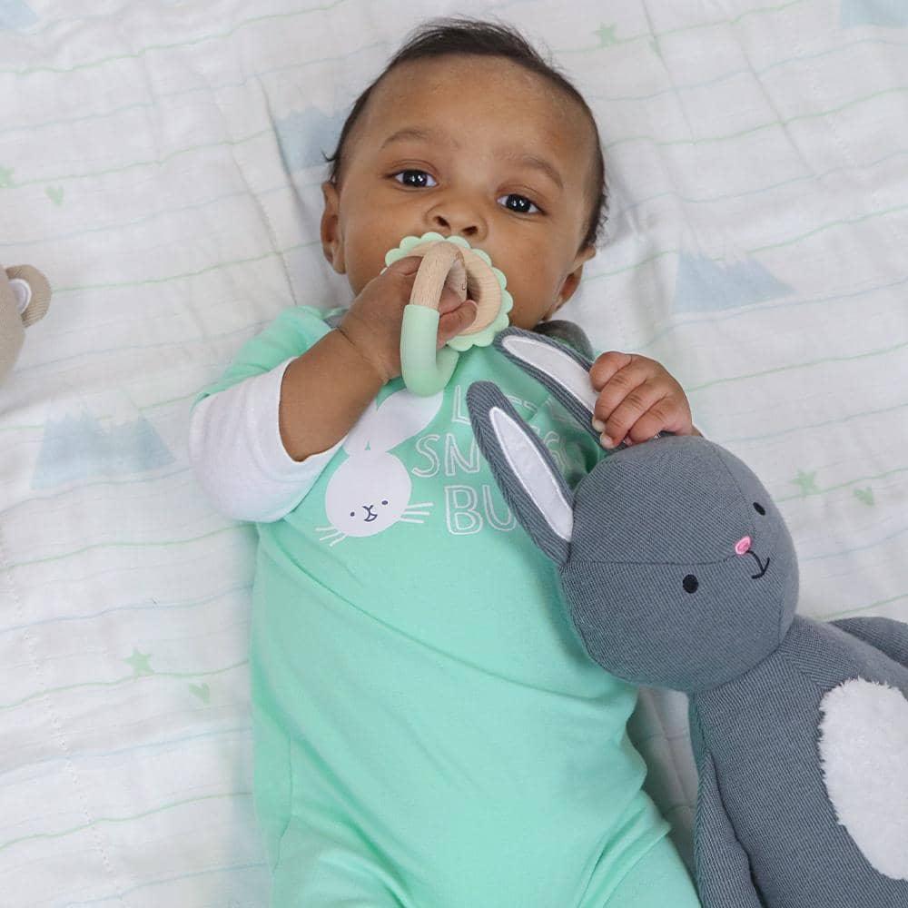  Lion Silicone and Wood Double Teether for Babies 4 Months+, Eco-Friendly, Non-Toxic Comfort - The Palm Beach Baby