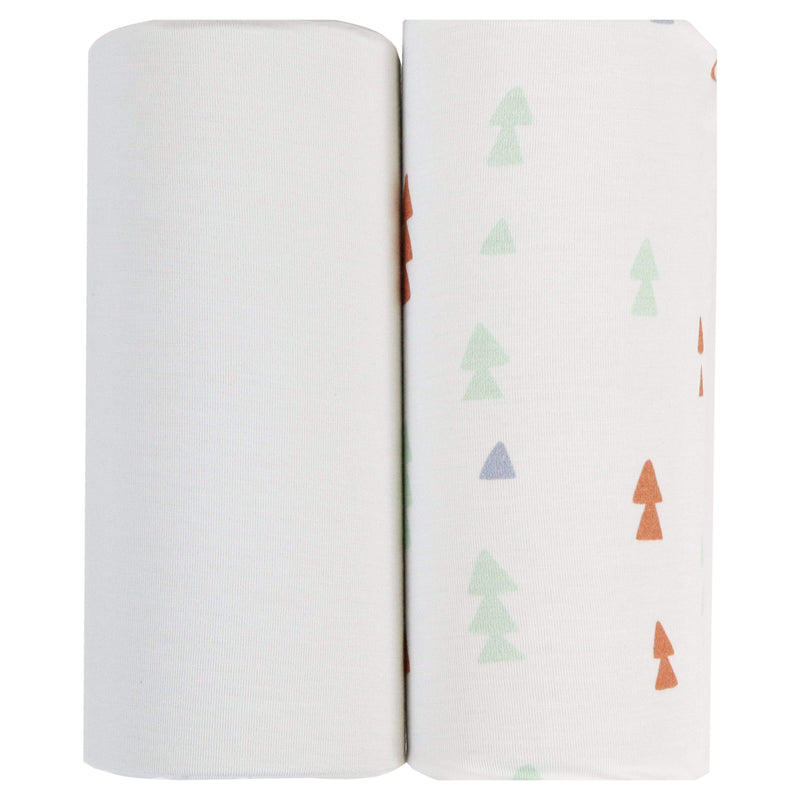 Triangles and Gray 2 PK Swaddle Blanket by Goosewaddle®, featuring soft fabric with adorable triangle and tree patterns, perfect for newborn comfort and nursery decor.