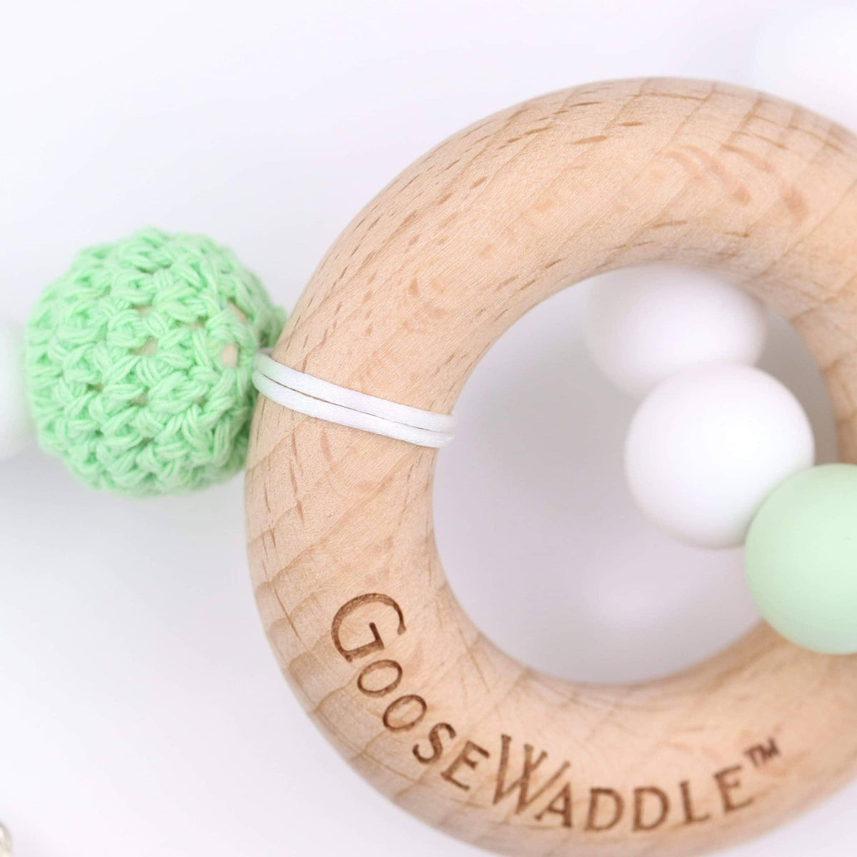 Goosewaddle® Wooden and Silicone Teether with Clip - The Palm Beach Baby