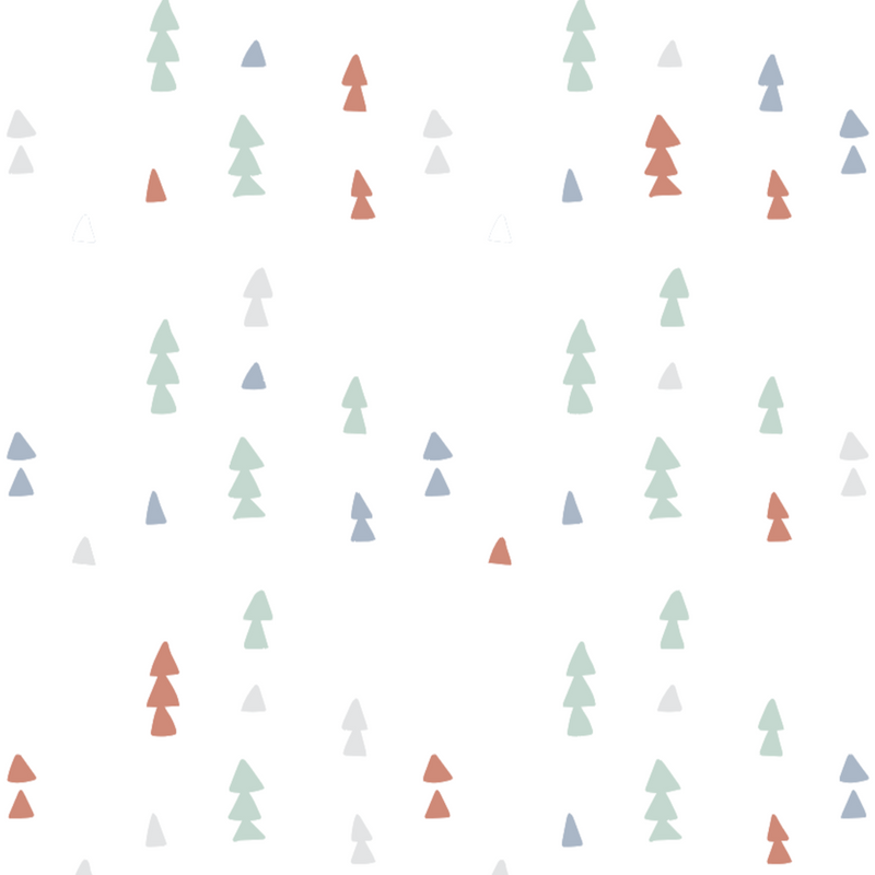 Playful pattern of trees in soft colors suitable for the Goosewaddle® Zippered Sleep Sack, enhancing a calming bedtime environment for newborns.