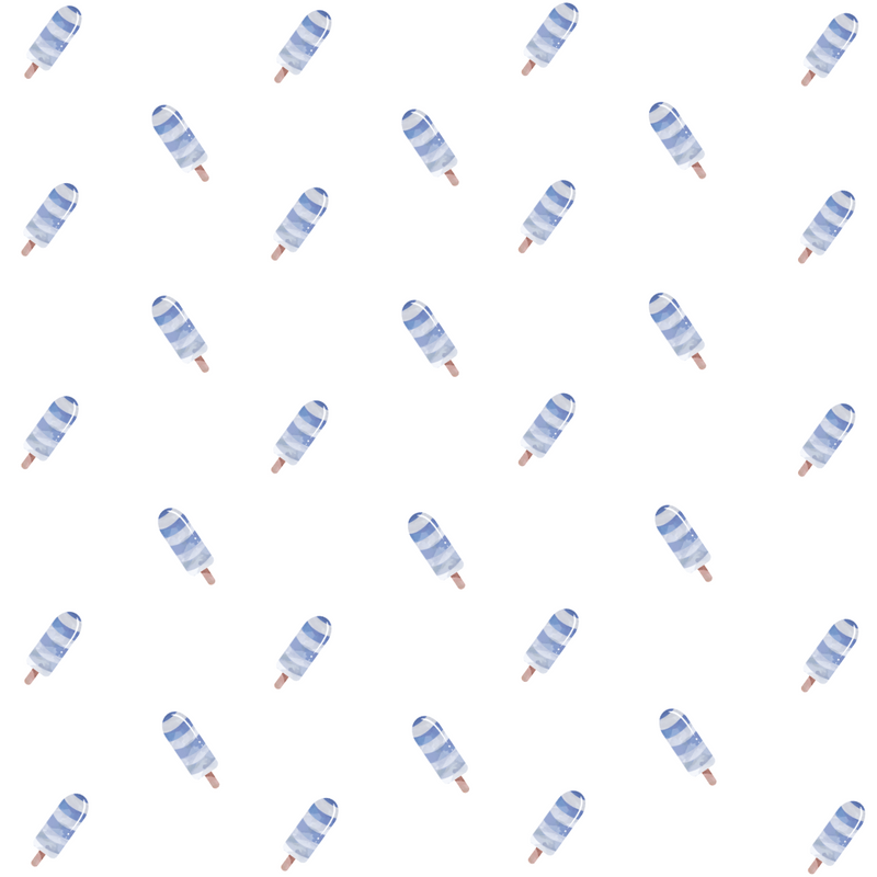 Pattern design of blue striped popsicles, ideal for enhancing the playful charm of the Goosewaddle® Zippered Sleep Sack.