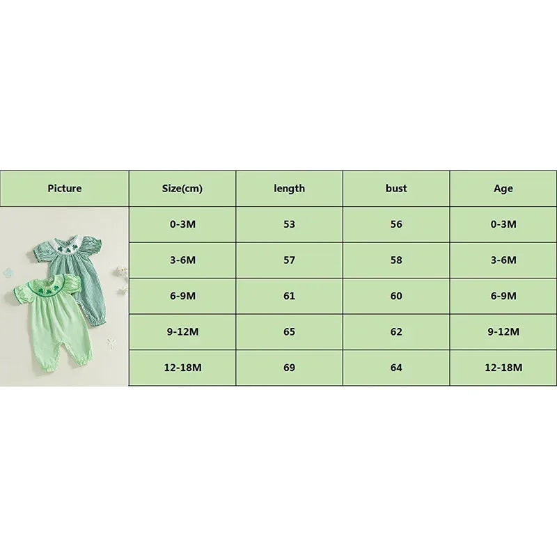 Green check smocked romper for babies made of soft cotton fabric with smocked detailing