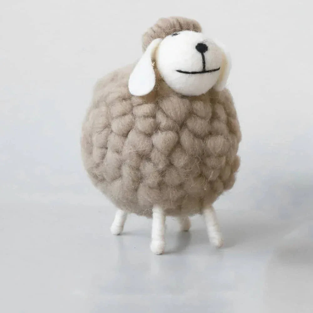 handmade sheep Nursery Decor with soft wool texture in light brown, perfect for kids and babies room
