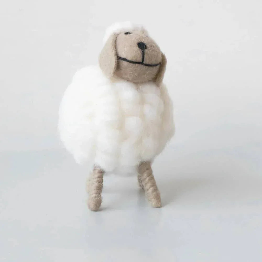 handmade sheep Nursery Decor white and beige kids accessory with woolly textured body