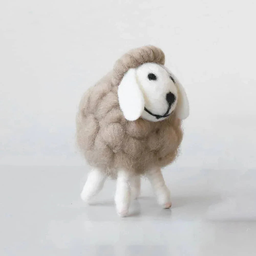 handmade sheep Nursery Decor beige and white wool felt kids and babies accessory small size