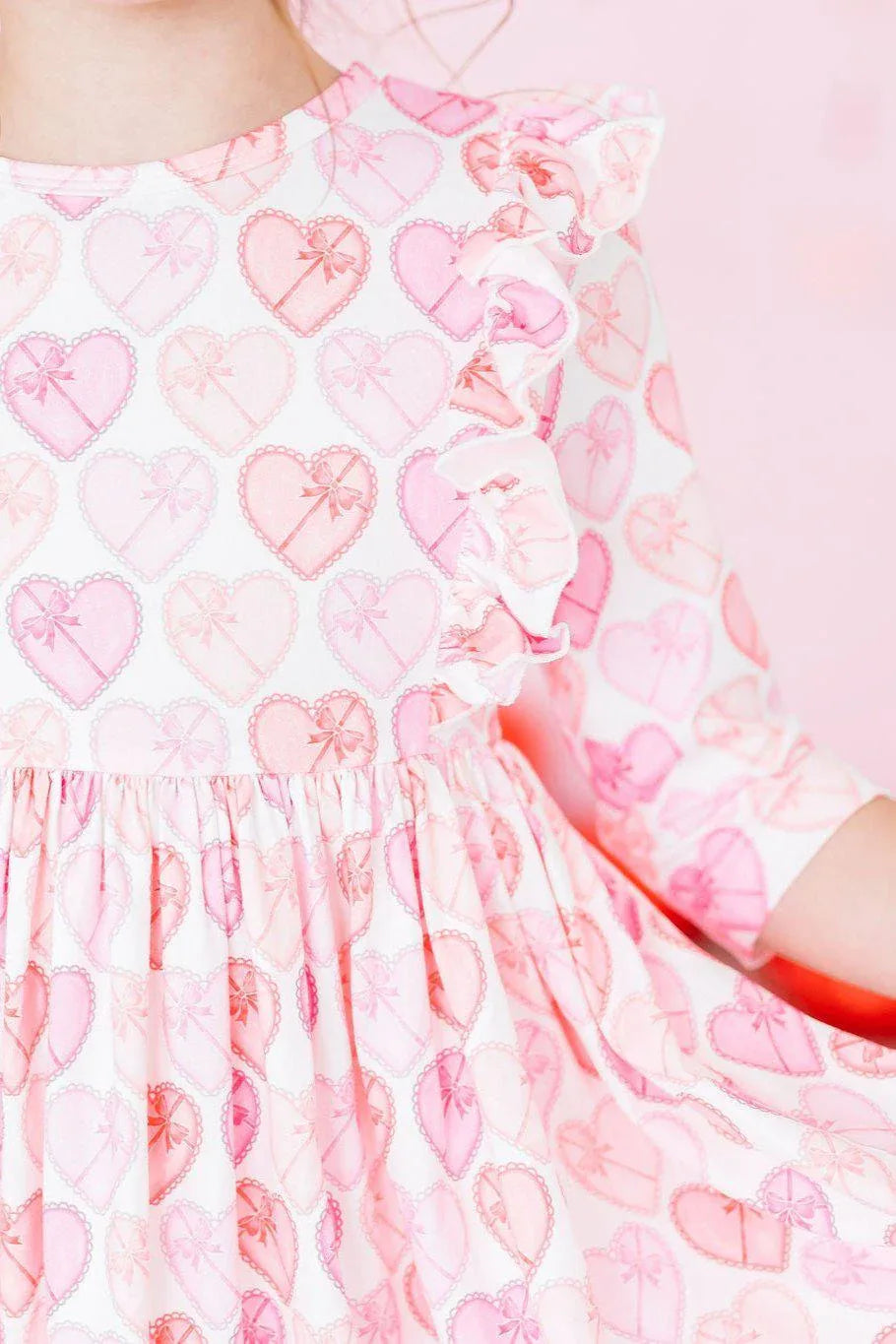 Adorable Heart Print Ruffle Twirl Dress for Girls - The Palm Beach Baby