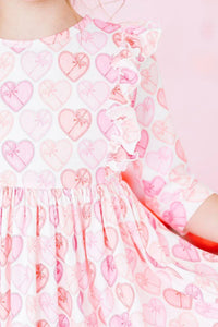 Adorable Heart Print Ruffle Twirl Dress for Girls - The Palm Beach Baby