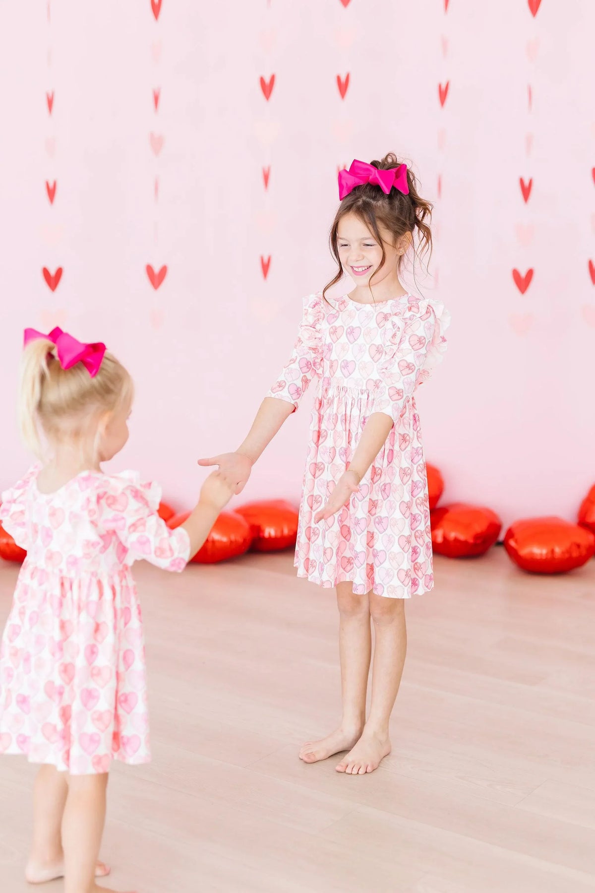 Adorable Heart Print Ruffle Twirl Dress for Girls - The Palm Beach Baby