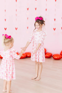 Adorable Heart Print Ruffle Twirl Dress for Girls - The Palm Beach Baby