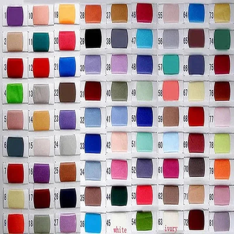 color swatches for heirloom baby girl gown showing wide range of fabric colors for baptism dress