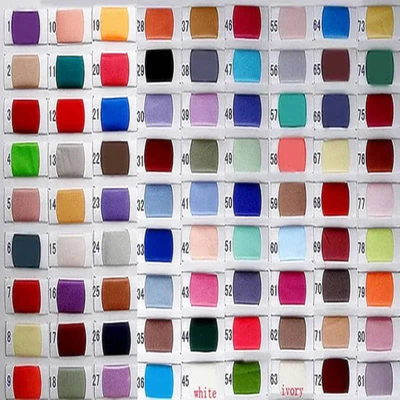 Color swatches of fabric options for heirloom christening gown for babies showcasing a variety of shades
