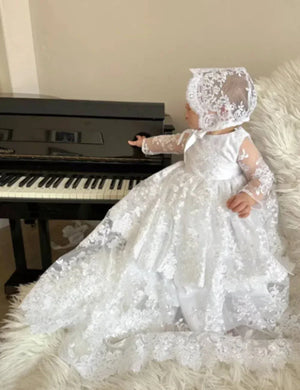 Heirloom Lace Baby Gown - Elegant Baptism Dress - The Palm Beach Baby