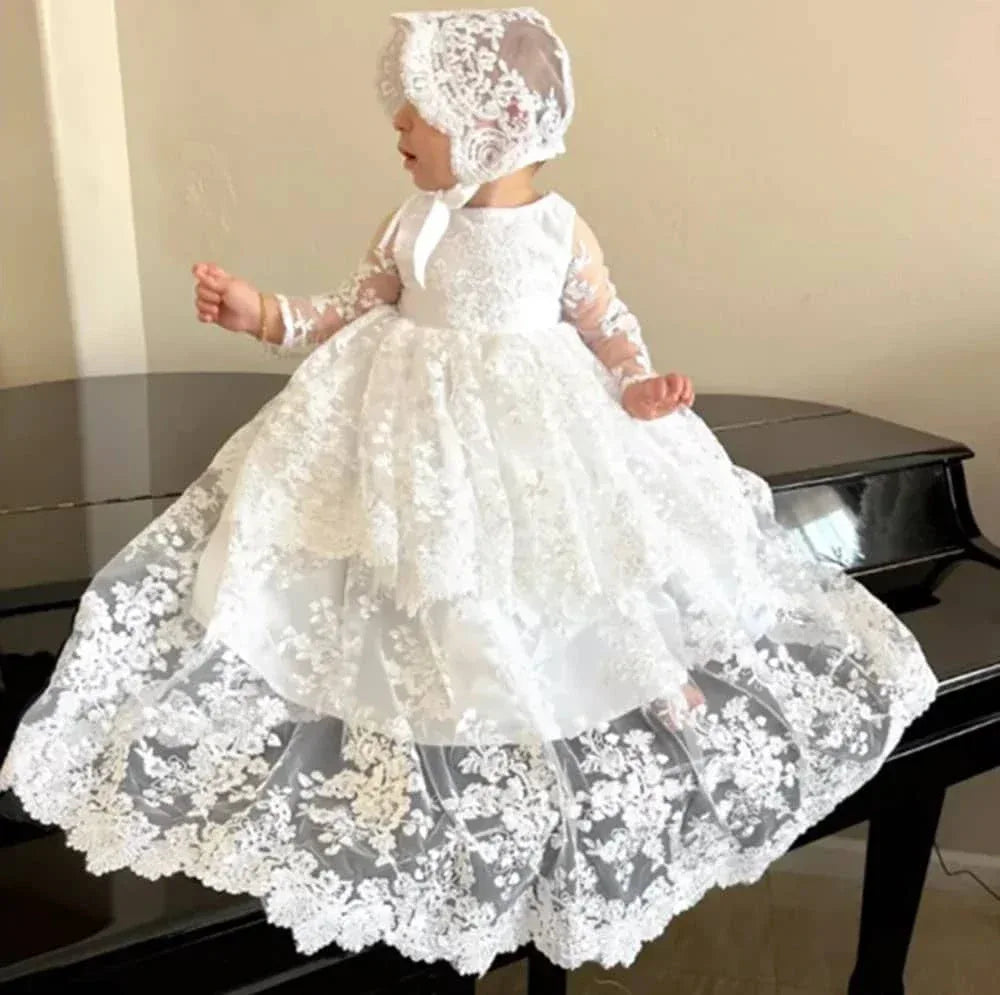 Heirloom Lace Baby Gown - Elegant Baptism Dress - The Palm Beach Baby