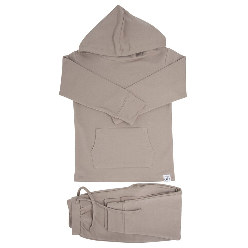Hooded Jogger Set Just Taupe - The Palm Beach Baby Sweet Bamboo